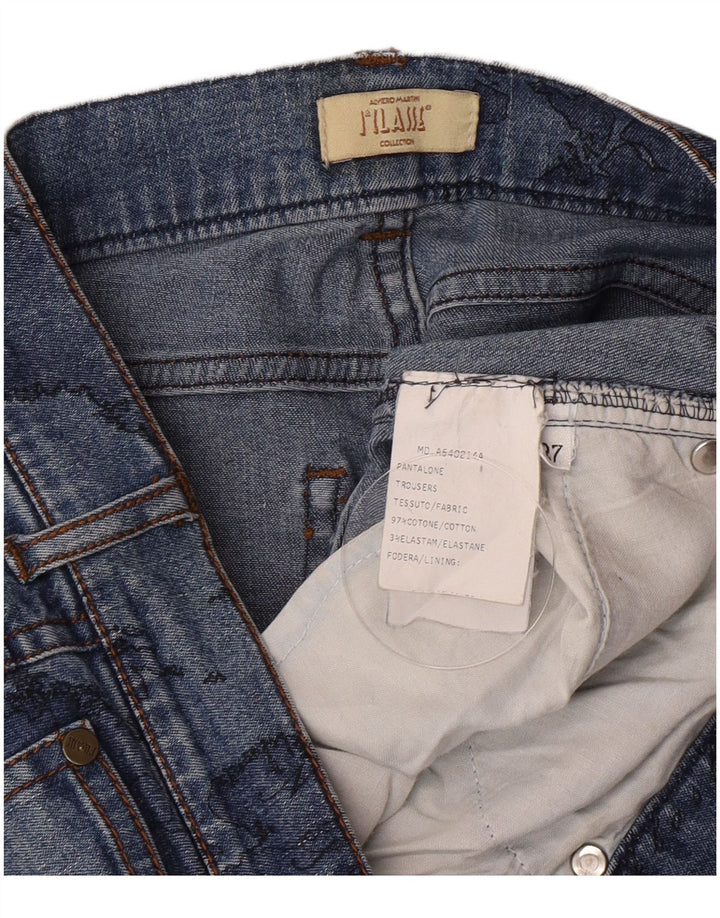 ALVIERO MARTINI Jeans feminino com corte gráfico W27 L27 algodão azul