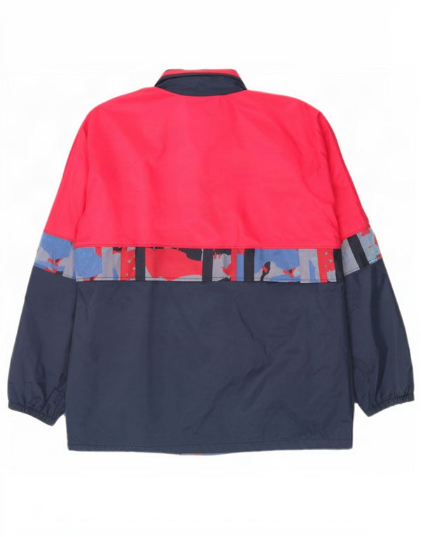 Jaqueta de chuva masculina vintage com capuz UK 38 médio azul marinho Colourblock Nylon