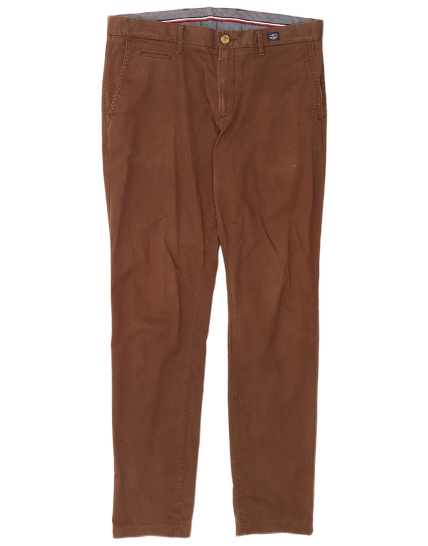 Tommy Hilfiger Mens Slim Chino Calças W36 L36 Algodão Marrom