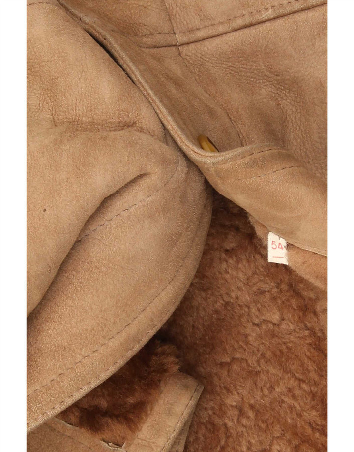 Jaqueta masculina vintage Shearling IT 54 2XL marrom
