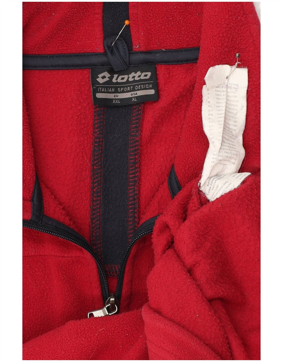 LOTTO Suéter masculino de lã com zíper e gola 2XL poliéster vermelho