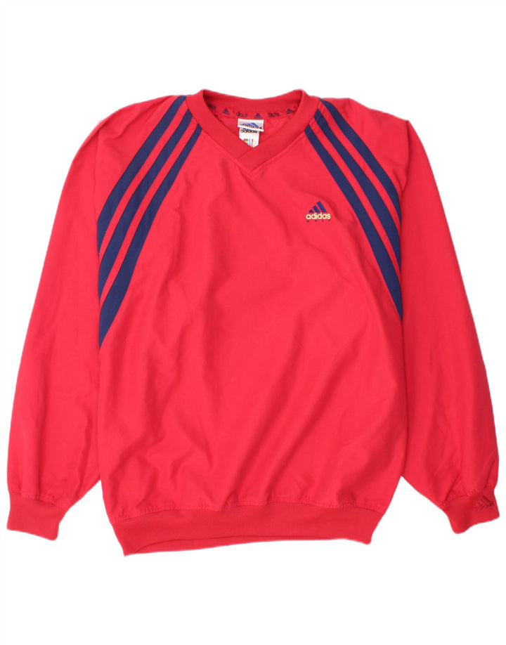 ADIDAS Mens Pullover Treino Top UK 40/42 Médio Poliéster Vermelho