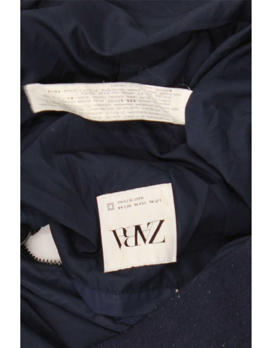 Jaqueta bomber masculina Zara UK 42 XL azul marinho poliéster