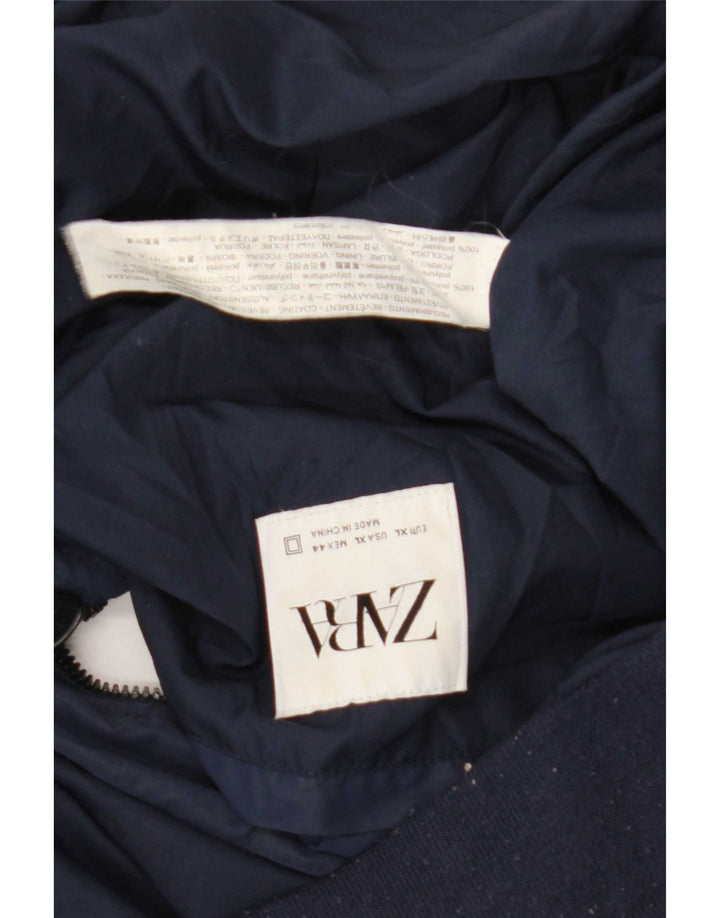 Jaqueta bomber masculina Zara UK 42 XL azul marinho poliéster