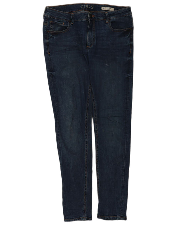 Calça jeans skinny de cintura média Zara feminina EU 42 grande W32 L30 azul marinho algodão