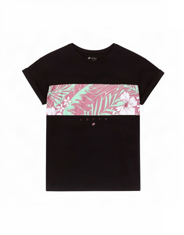 Camiseta feminina gráfica Lotto Life's UK 10 pequena floral preta