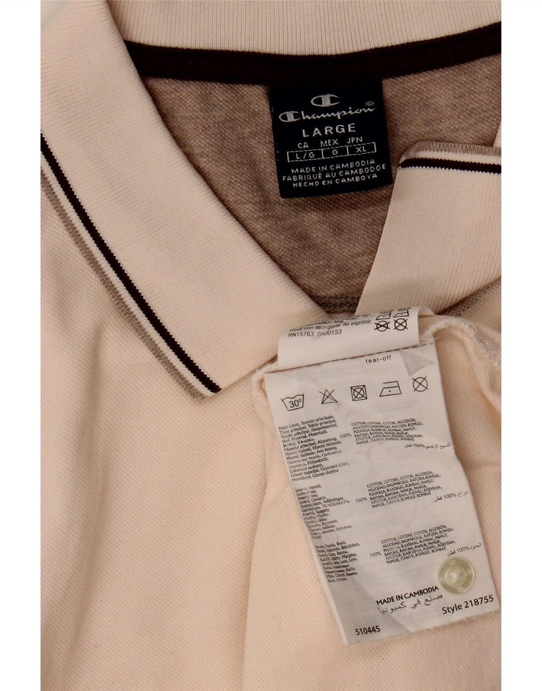 Camisa polo masculina Champion grande algodão bege