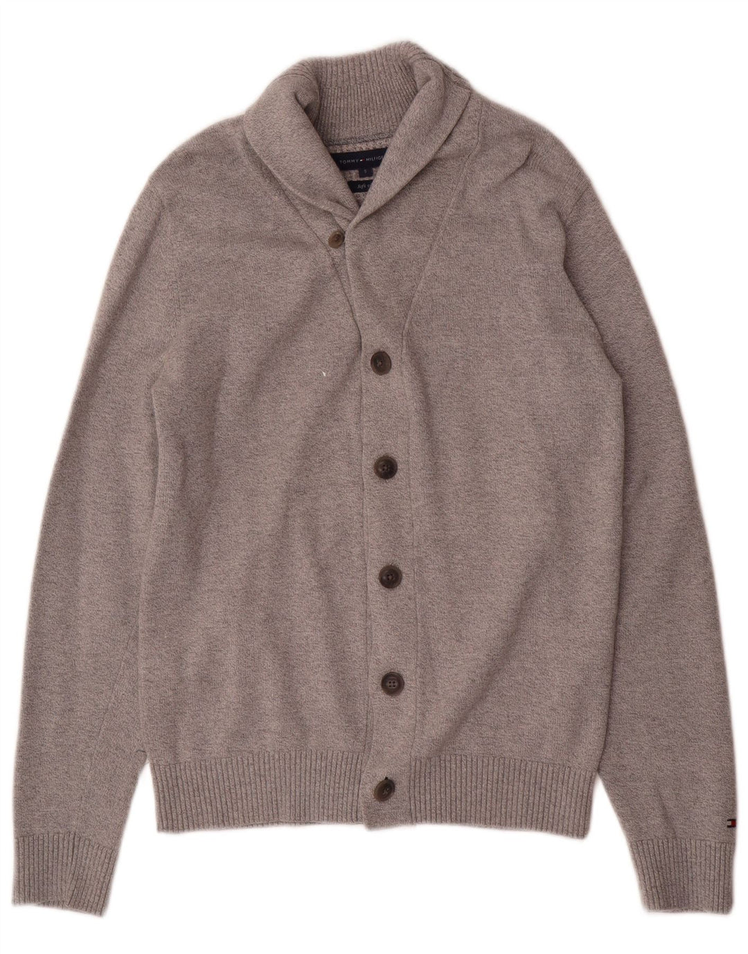Suéter cardigã masculino Tommy Hilfiger pequeno algodão cinza