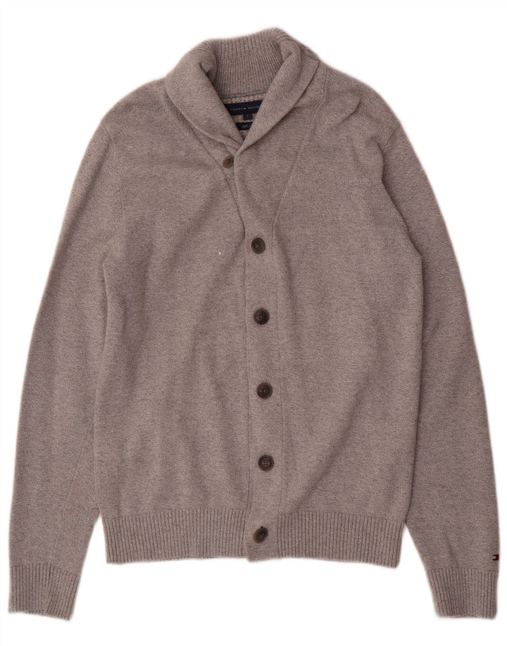 Suéter cardigã masculino Tommy Hilfiger pequeno algodão cinza