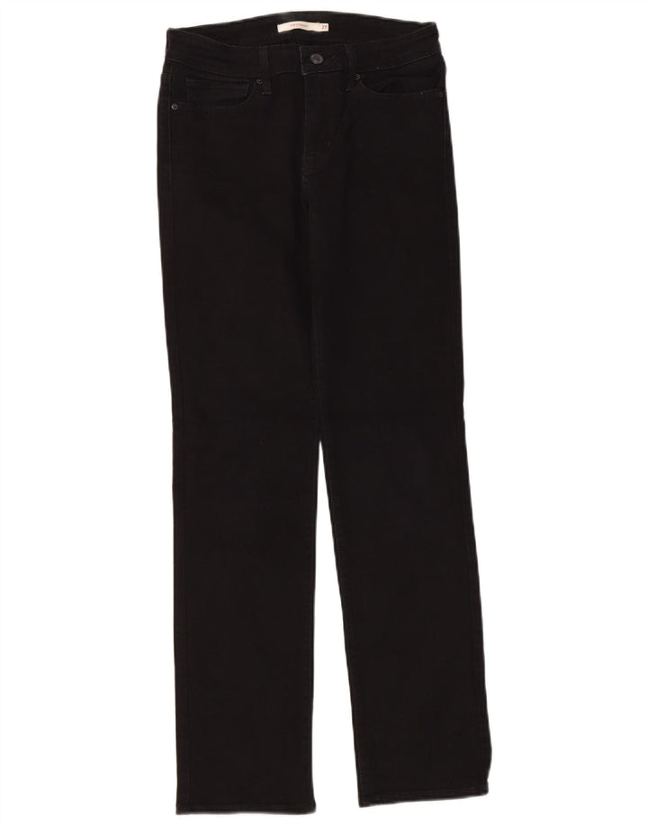 Calça jeans feminina Levi's 714 Straight W27 L30 algodão preto