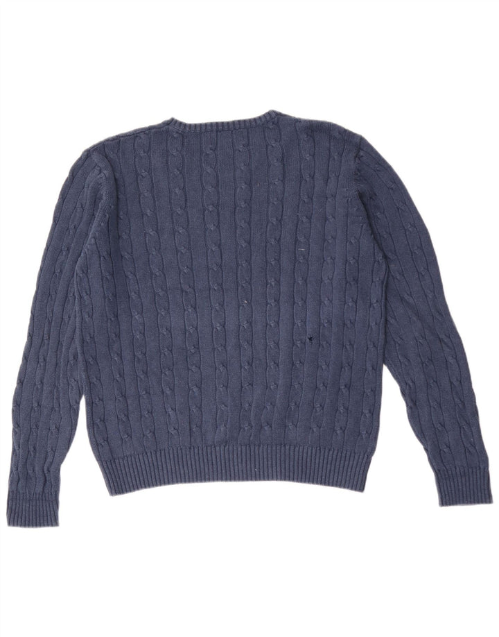 Suéter masculino Marks & Spencer Blue Harbor com gola redonda grande azul marinho