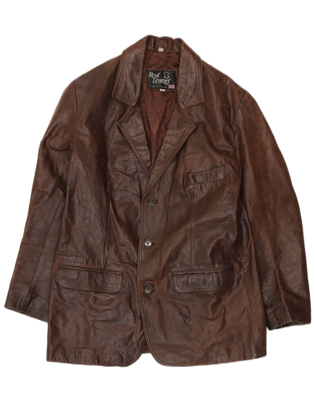 Jaqueta de couro masculina VINTAGE UK 42 XL couro marrom