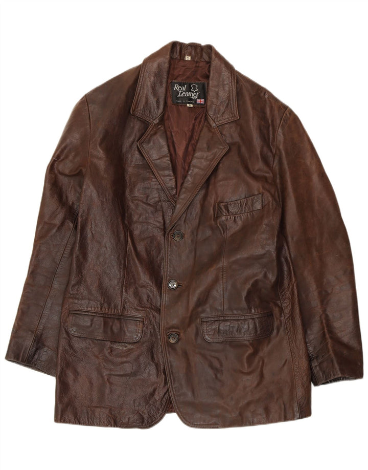 Jaqueta de couro masculina VINTAGE UK 42 XL couro marrom