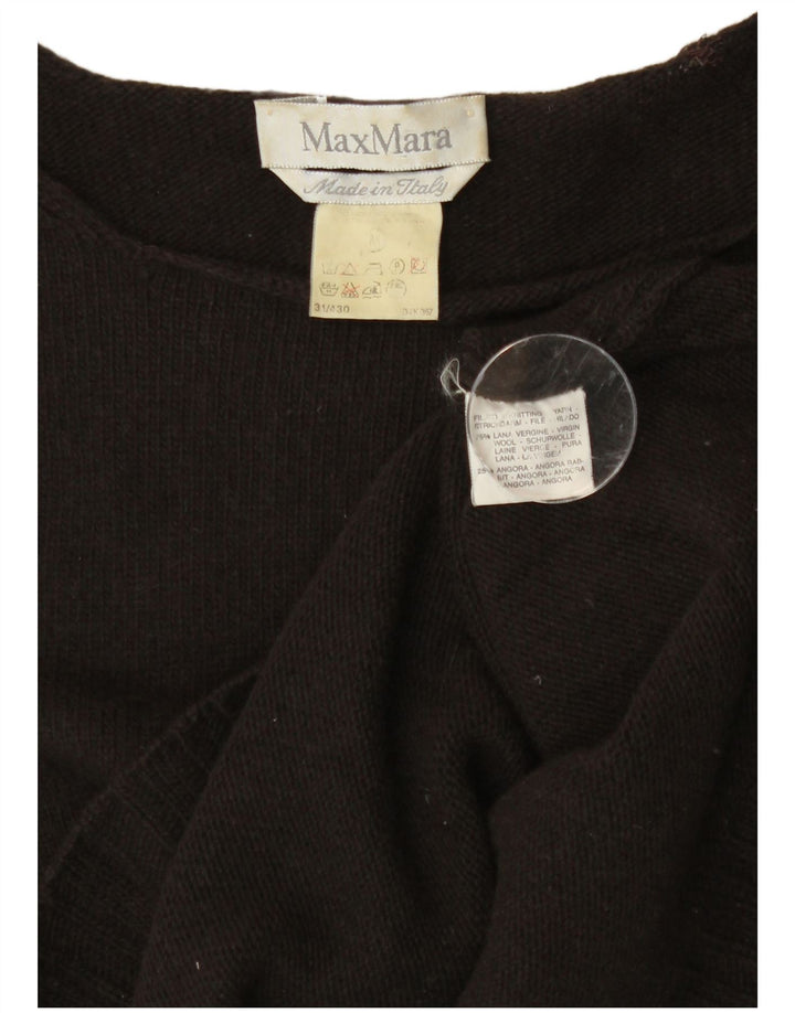 Max Mara Womens Crop Crew Neck Jumper Sweater UK 12 Medium Brown