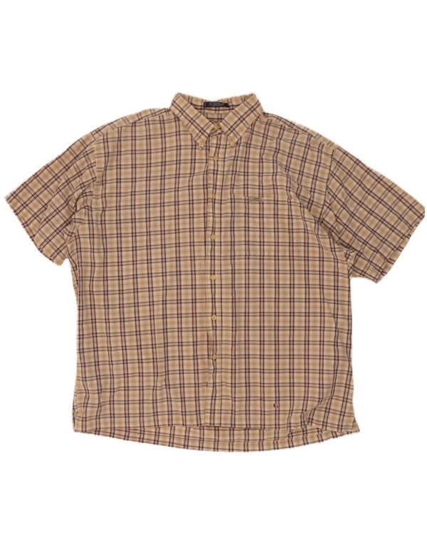 Camisa masculina de manga curta Chaps Ralph Lauren 2XL algodão xadrez bege