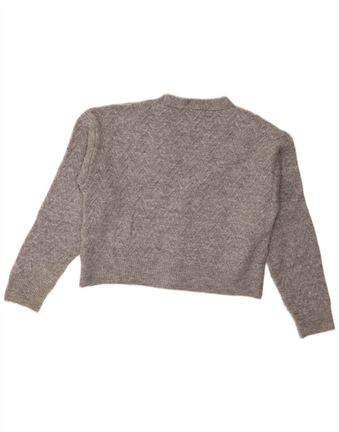 Zara Womens Crop Cardigan Sweater UK 14 Médio Cinza Acrílico