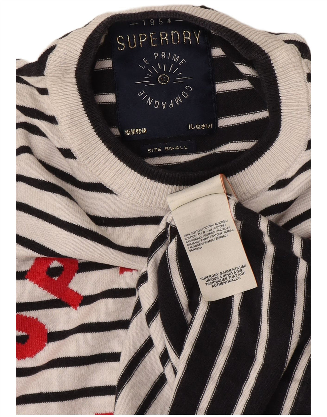 Superdry Suéter feminino superdimensionado com gola redonda Reino Unido 10 pequeno branco