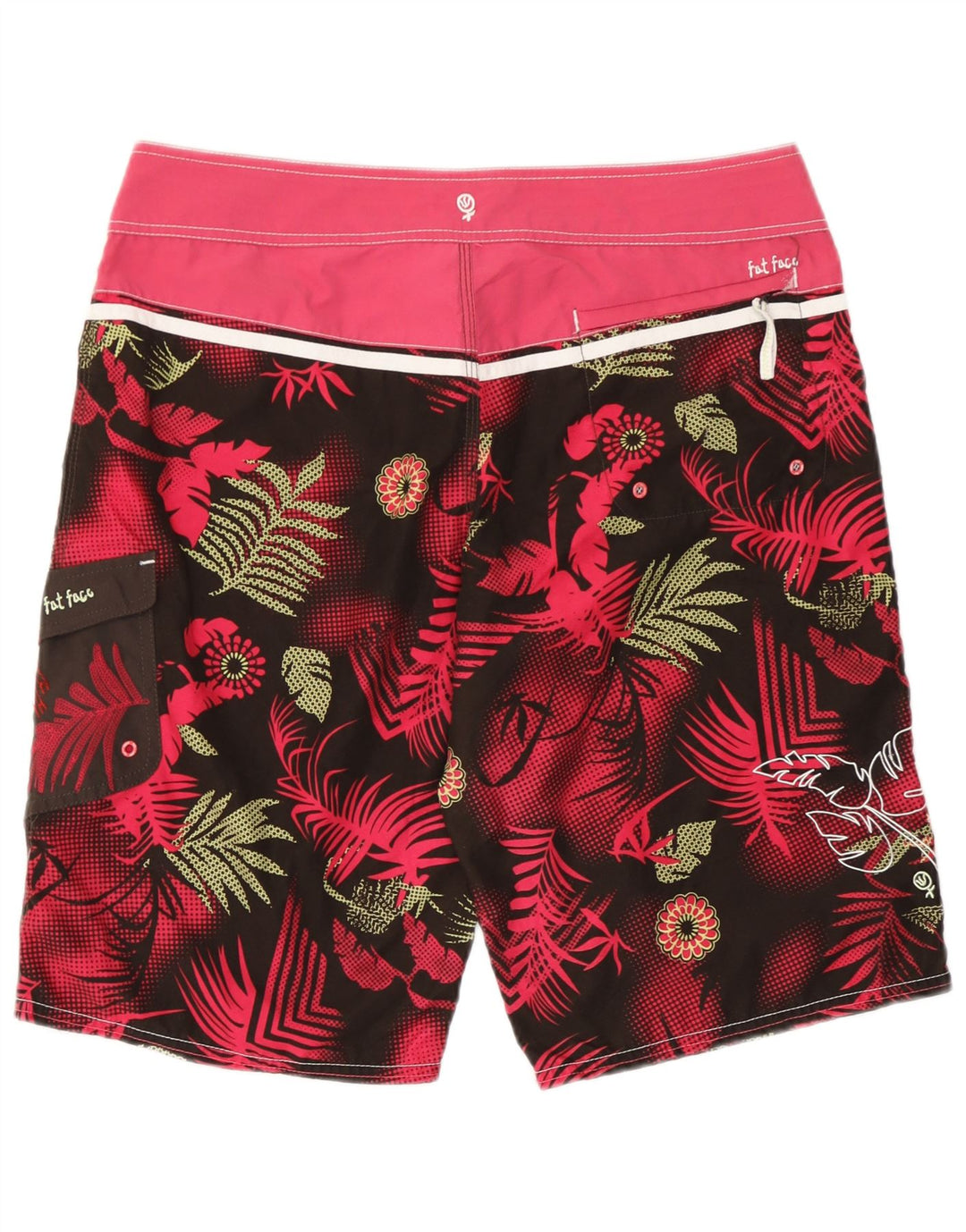 Praia floral cor-de-rosa média do poliéster do short de natação dos homens da cara gorda W32 L12