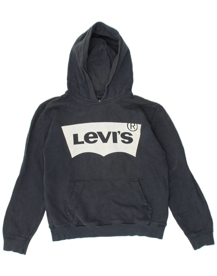 LEVI'S Boys Graphic Hoodie Jumper 13-14 Years Navy Blue Cotton | Vintage Levi's | Thrift | Second-Hand Levi's | Used Clothing | Messina Hembry 