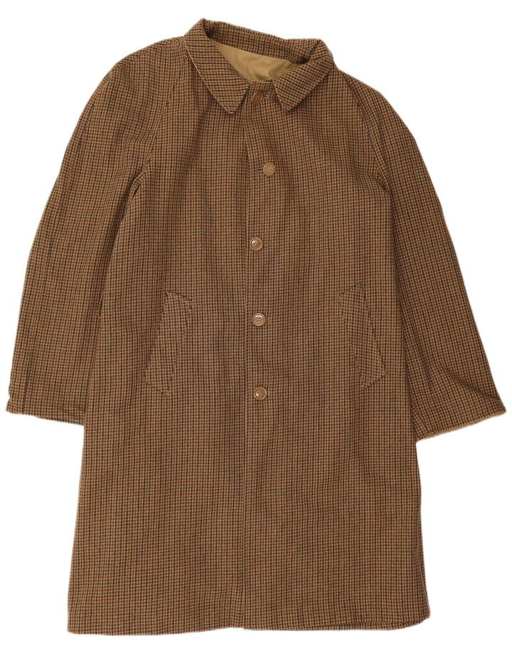 Sobretudo reversível masculino vintage UK 40 poliéster bege grande