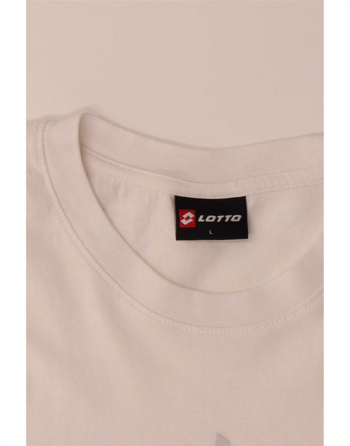 Camiseta masculina gráfica Lotto Top grande de algodão branco