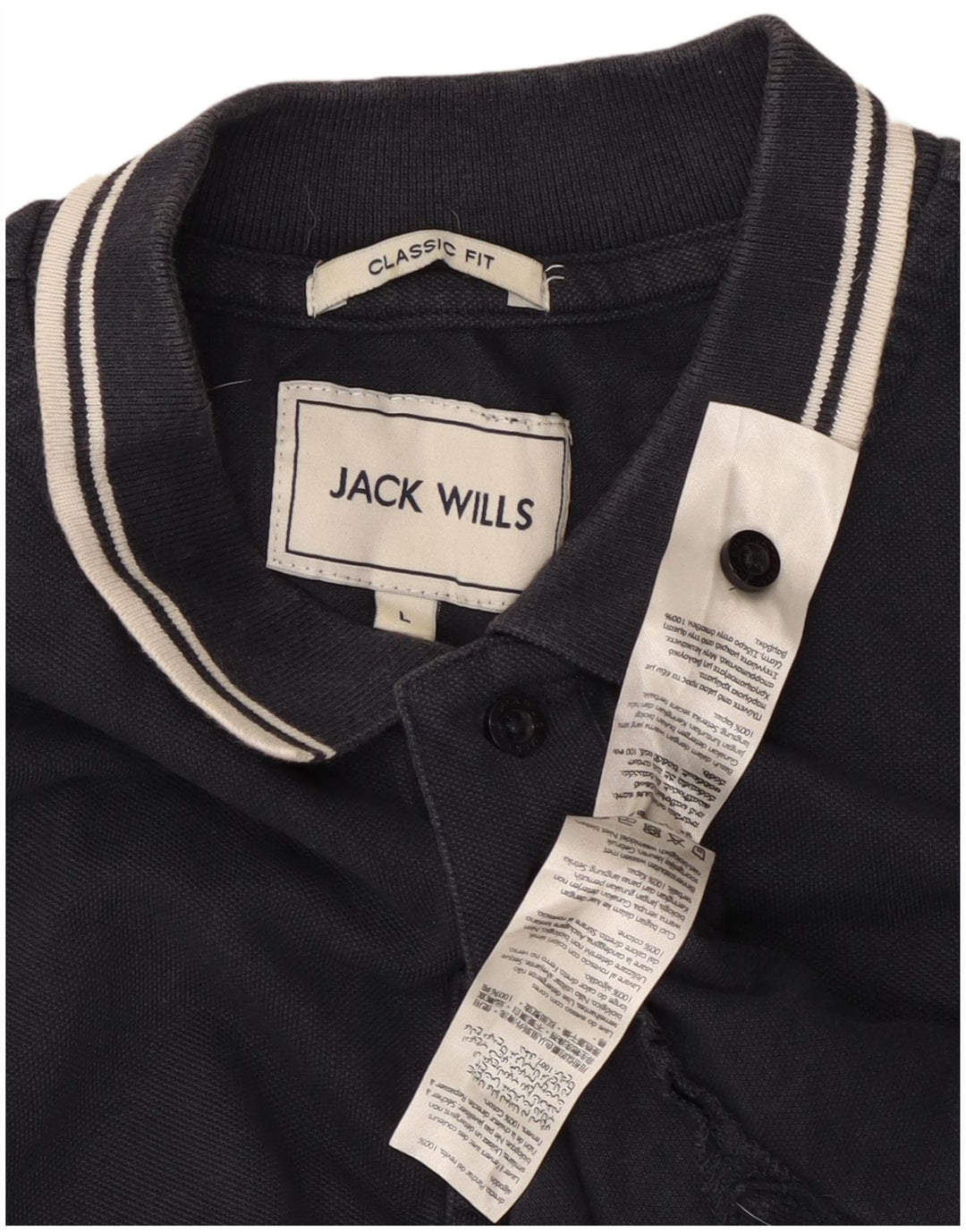 Camisa polo masculina Jack Wills Classic Fit grande algodão azul marinho