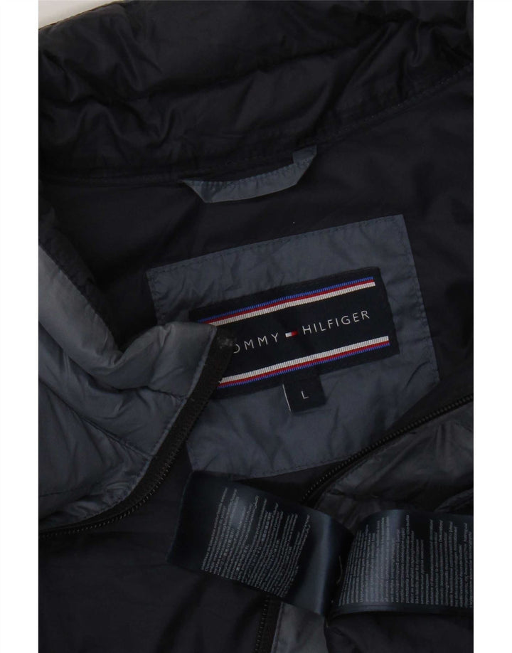 Jaqueta acolchoada masculina Tommy Hilfiger UK 40 grande azul marinho poliamida