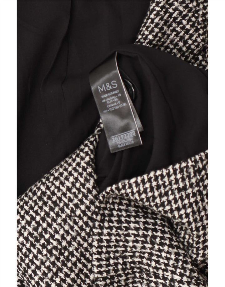 Jaqueta blazer feminina de 2 botões Marks & Spencer Reino Unido 10 pequena preta Houndstooth