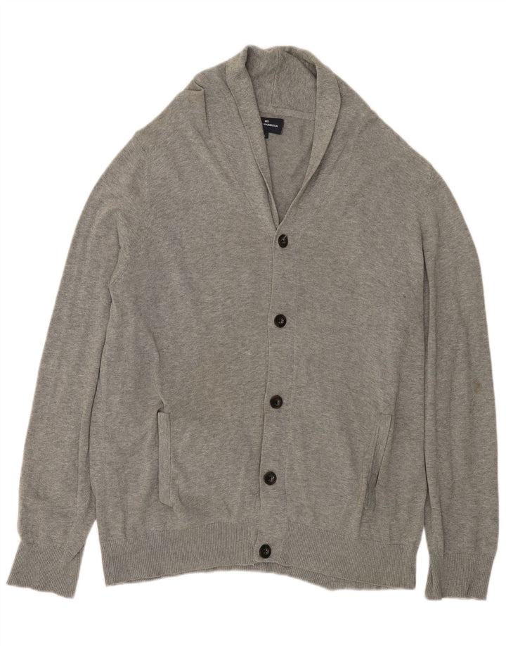 Suéter cardigã masculino MARKS & SPENCER Blue Harbor grande algodão cinza