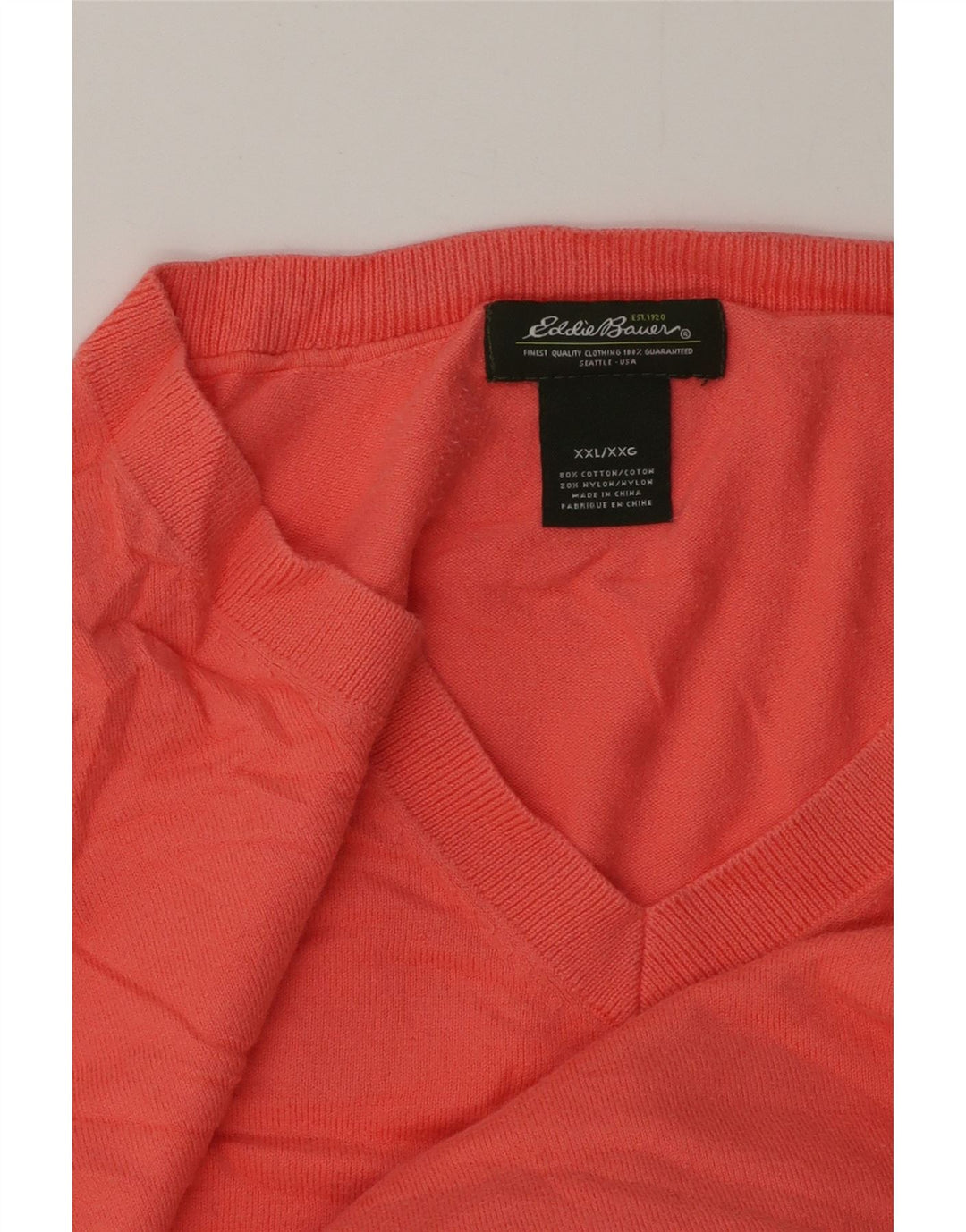 Suéter feminino Eddie Bauer com decote em V Reino Unido 20 2XL algodão rosa