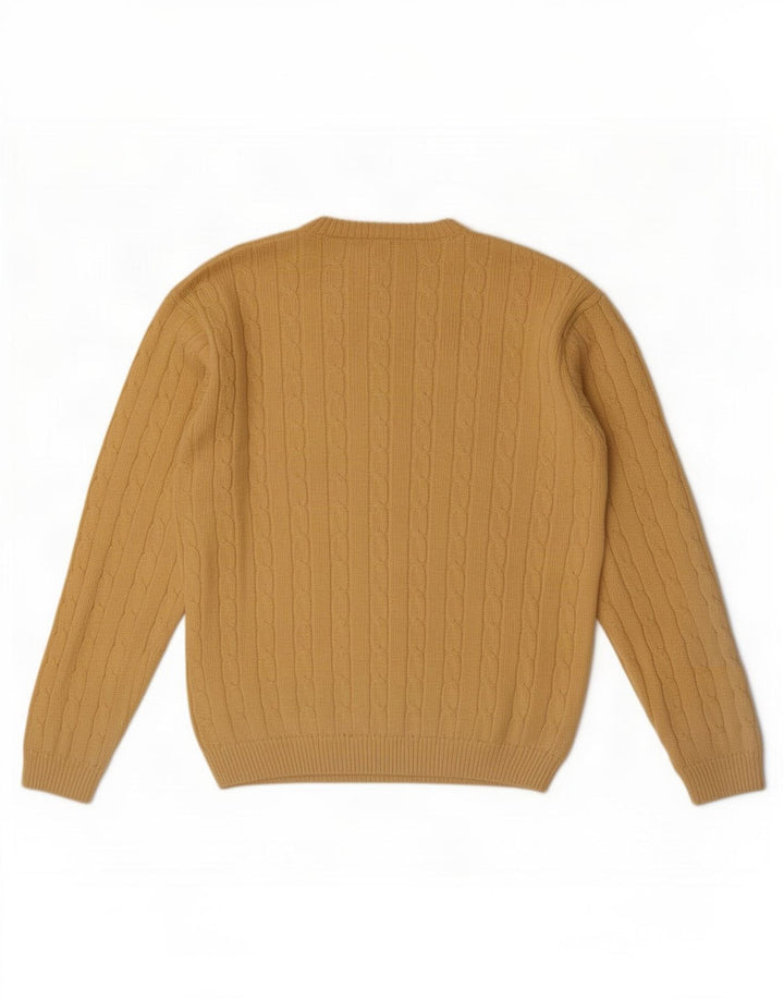 Suéter masculino Debenhams com gola redonda e algodão amarelo médio