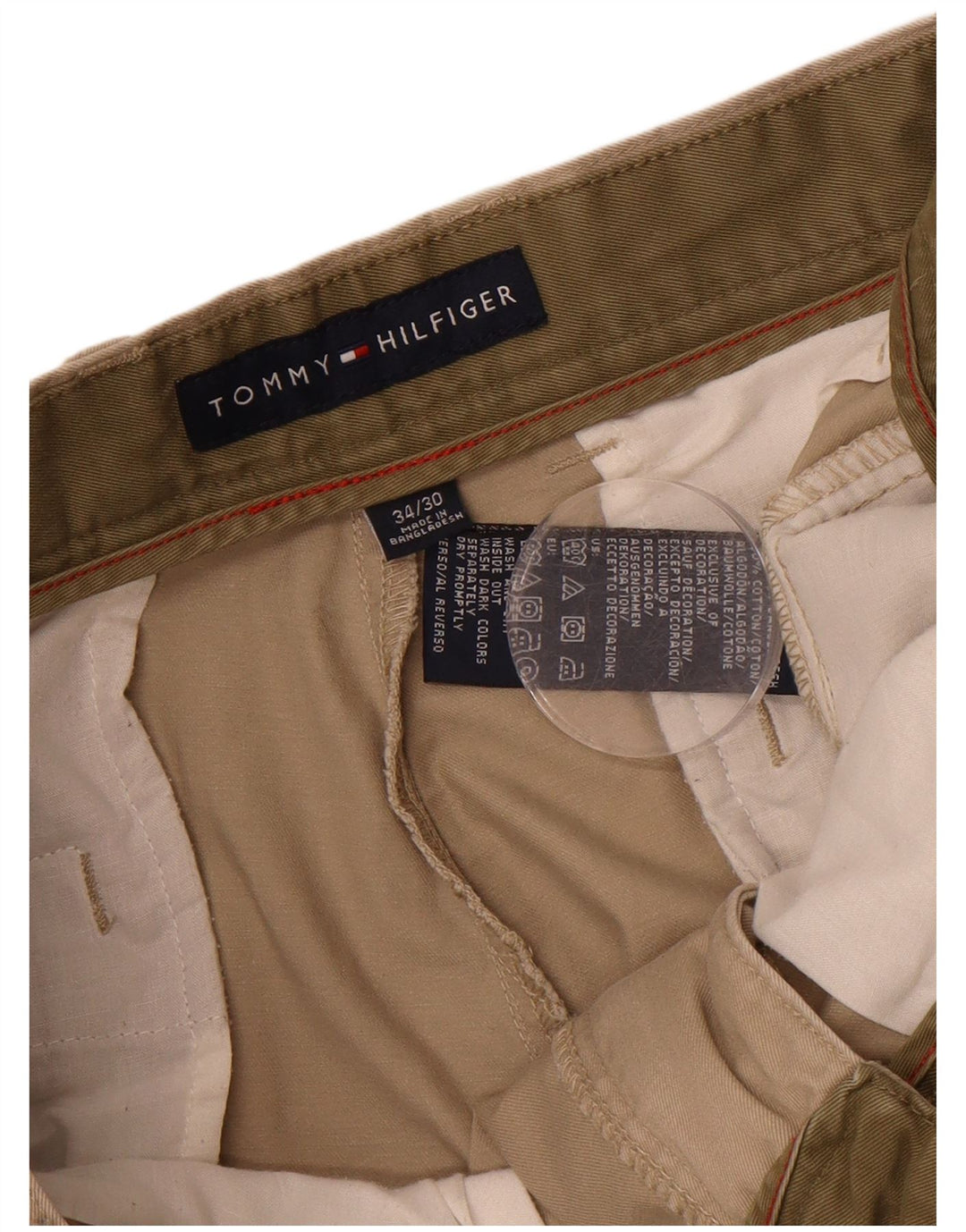 Calça Chino Masculina TOMMY HILFIGER W34 L30 Algodão Bege