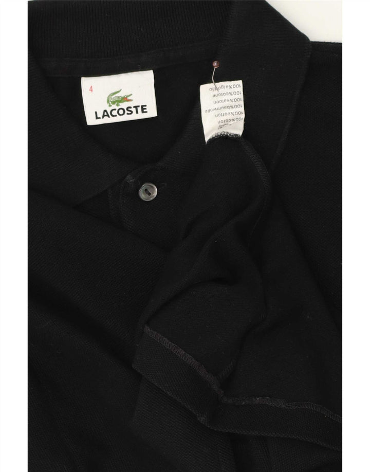 Camisa polo masculina de manga comprida Lacoste tamanho 4 médio algodão preto