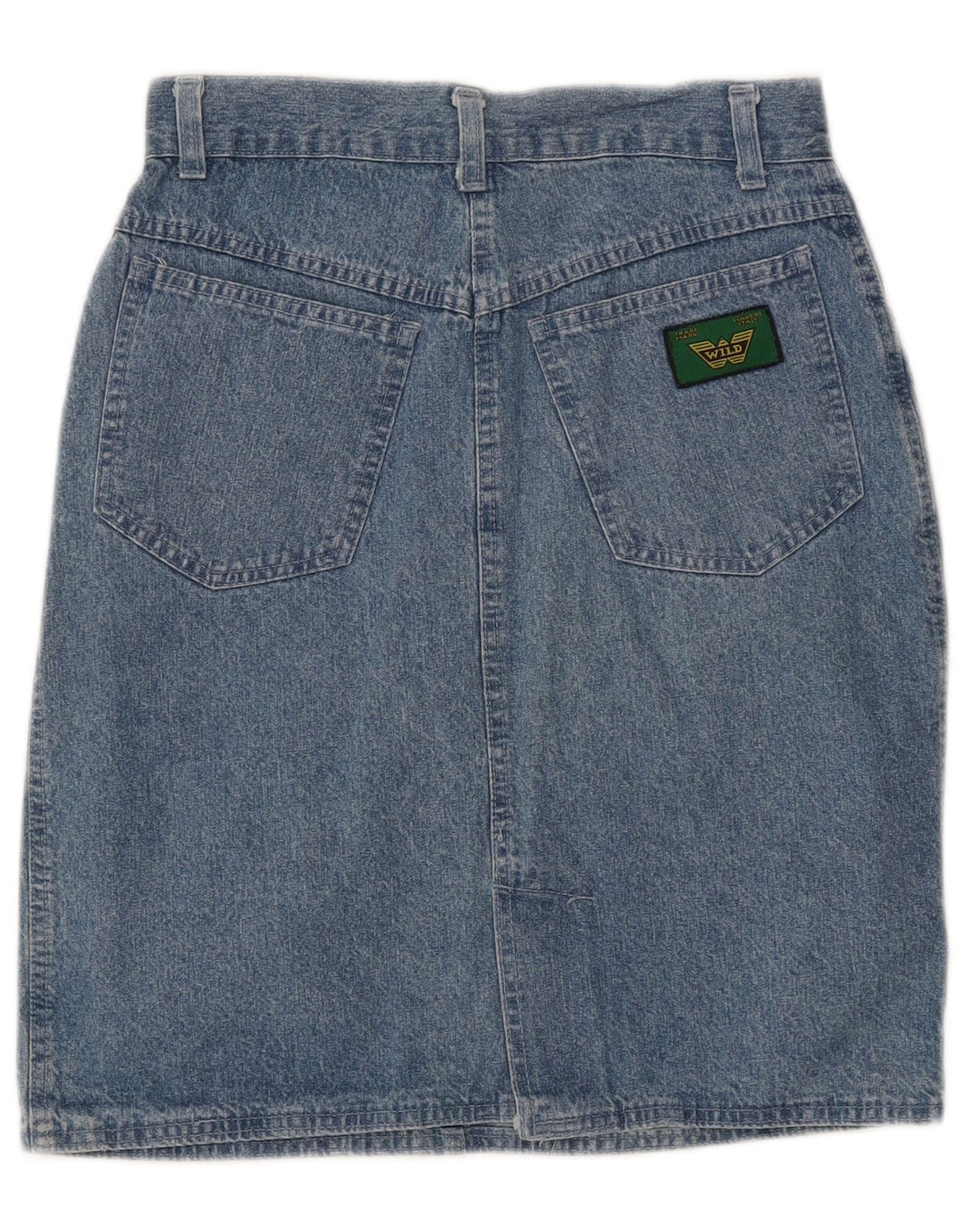 Saia jeans feminina selvagem IT 40 pequena W28 algodão azul