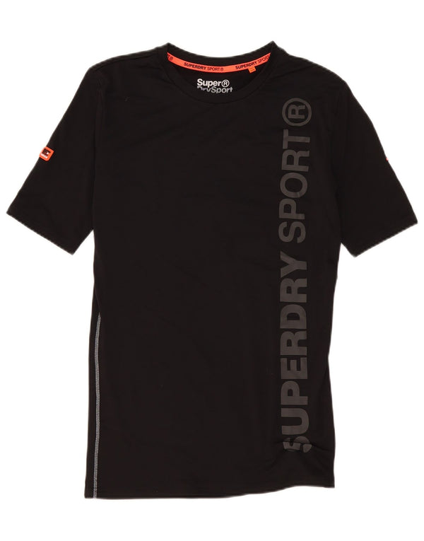 Camiseta masculina Superdry Athletic Fit Graphic Top pequeno preto poliéster esportivo