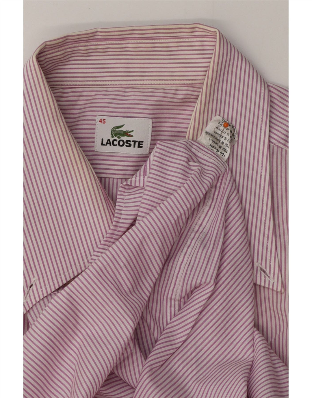 Camisa masculina de manga curta LACOSTE tamanho 45 XL roxo risca de giz algodão
