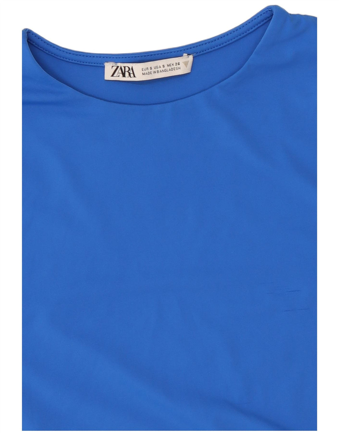 Camiseta Zara Feminina Crop Top UK 8 Pequeno Azul