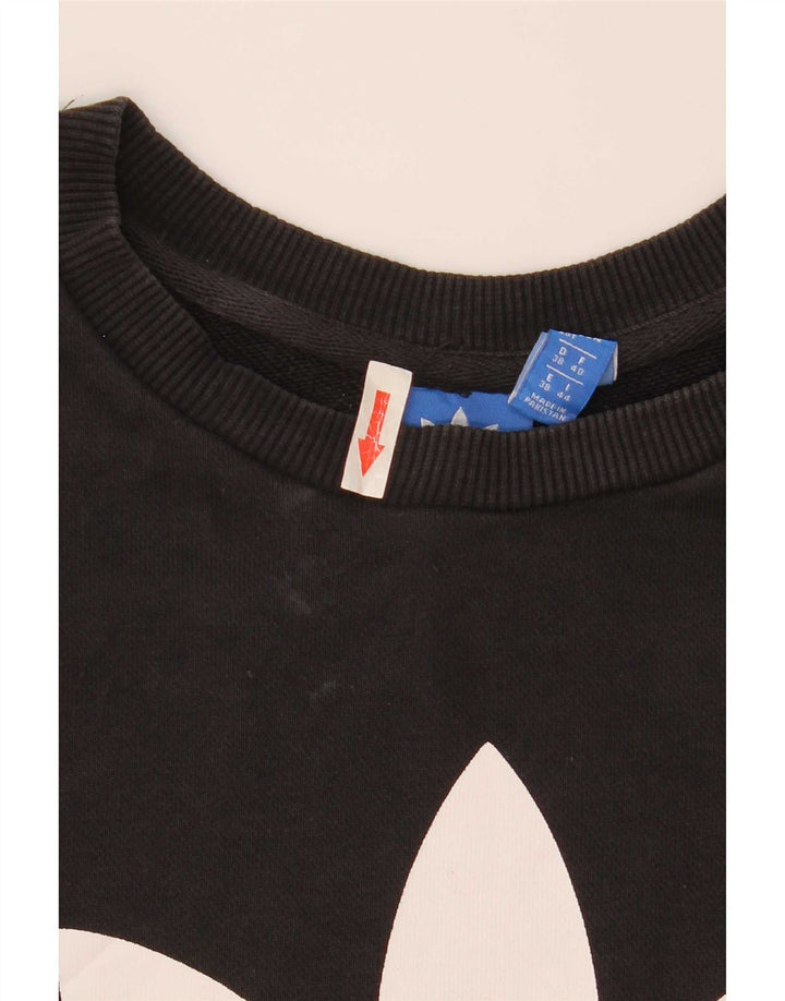 Adidas feminino gráfico moletom jumper reino unido 12 médio preto algodão