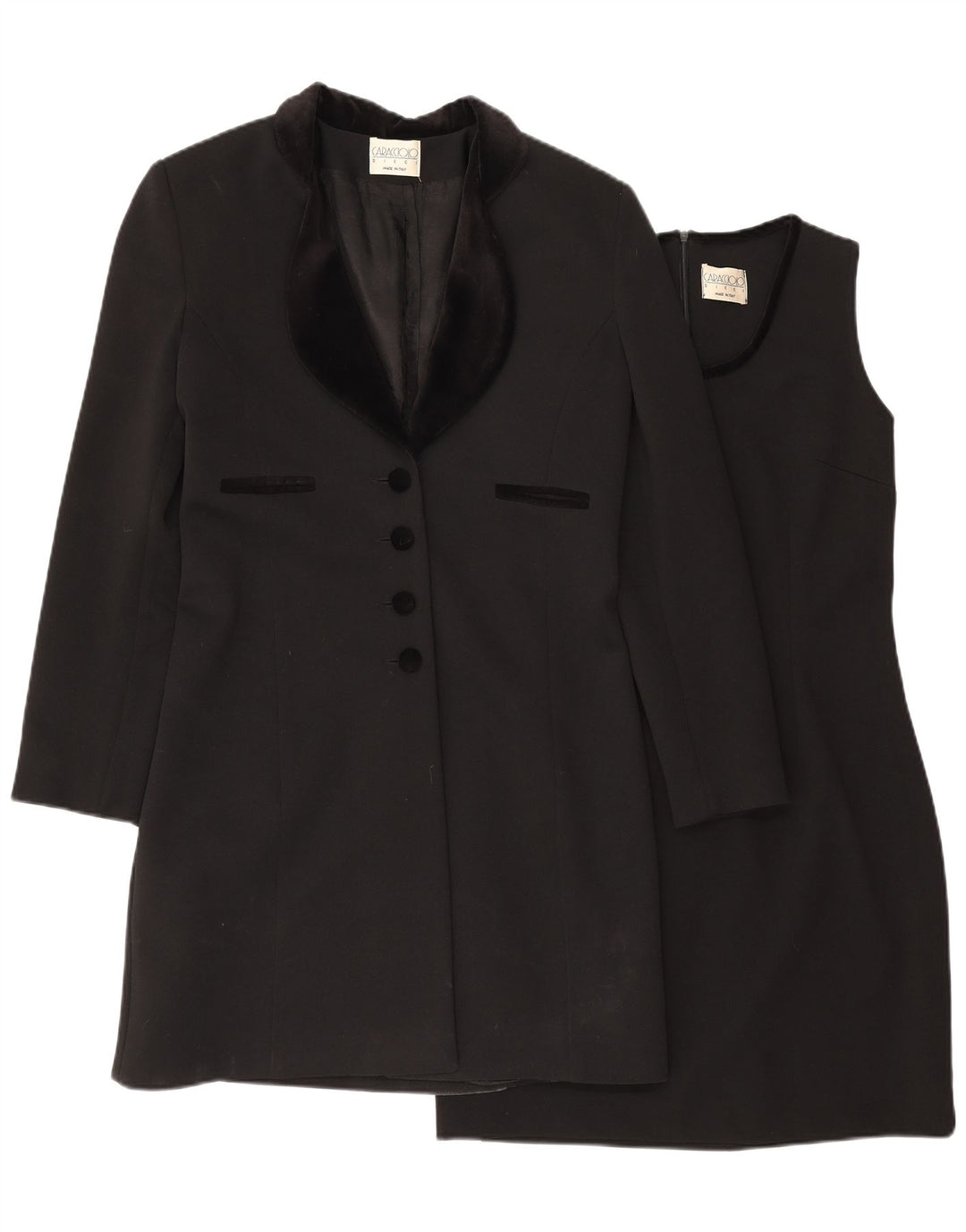 Conjunto feminino Caracciolo de 4 botões e 2 peças IT 44 poliéster preto médio