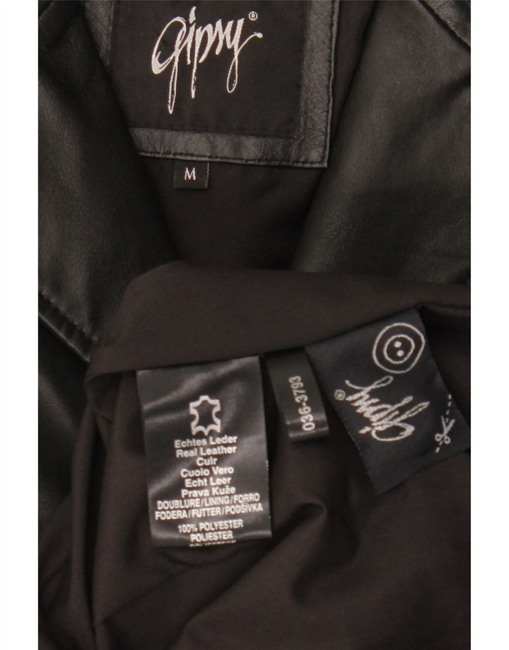 Casaco de couro feminino Gipsy UK 12 couro preto médio