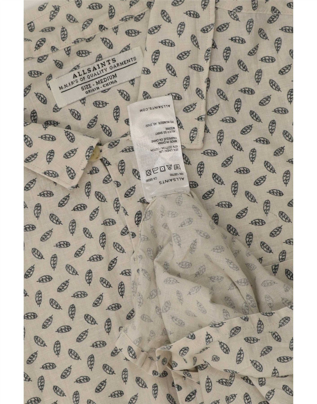 Camisa masculina de manga curta All Saints, médio off white manchado