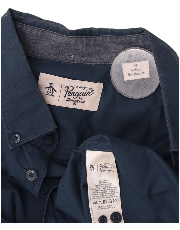 Camisa masculina Penguin algodão azul médio