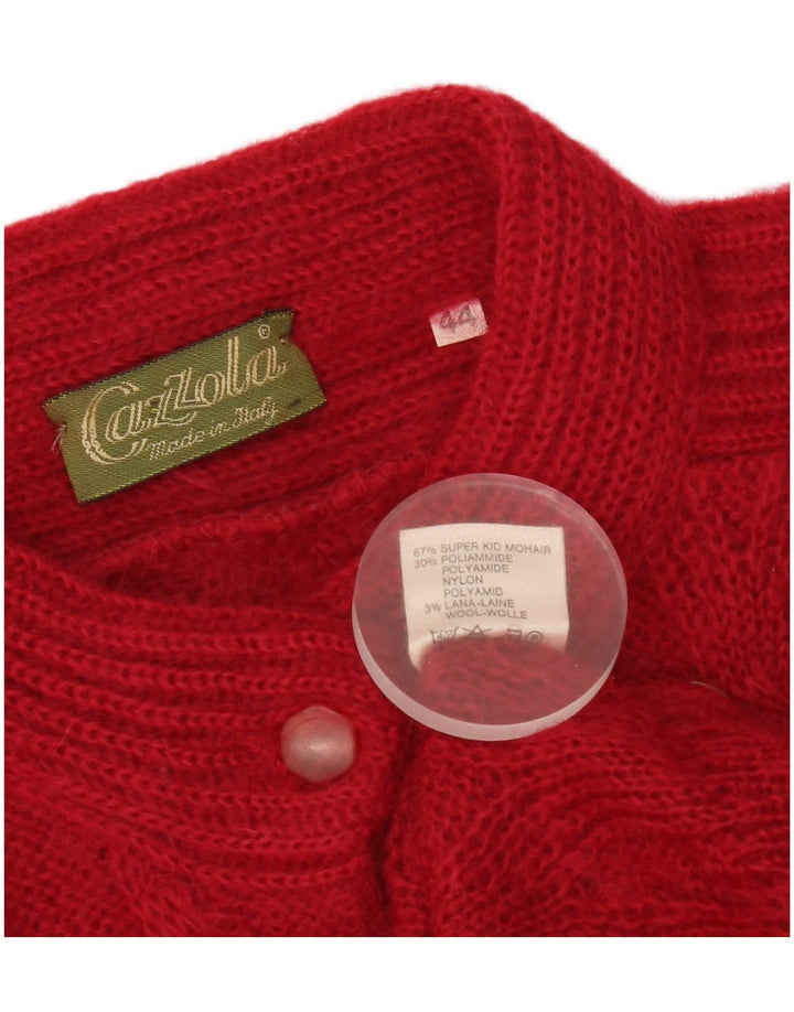 Suéter cardigã feminino vintage IT 44 mohair vermelho médio