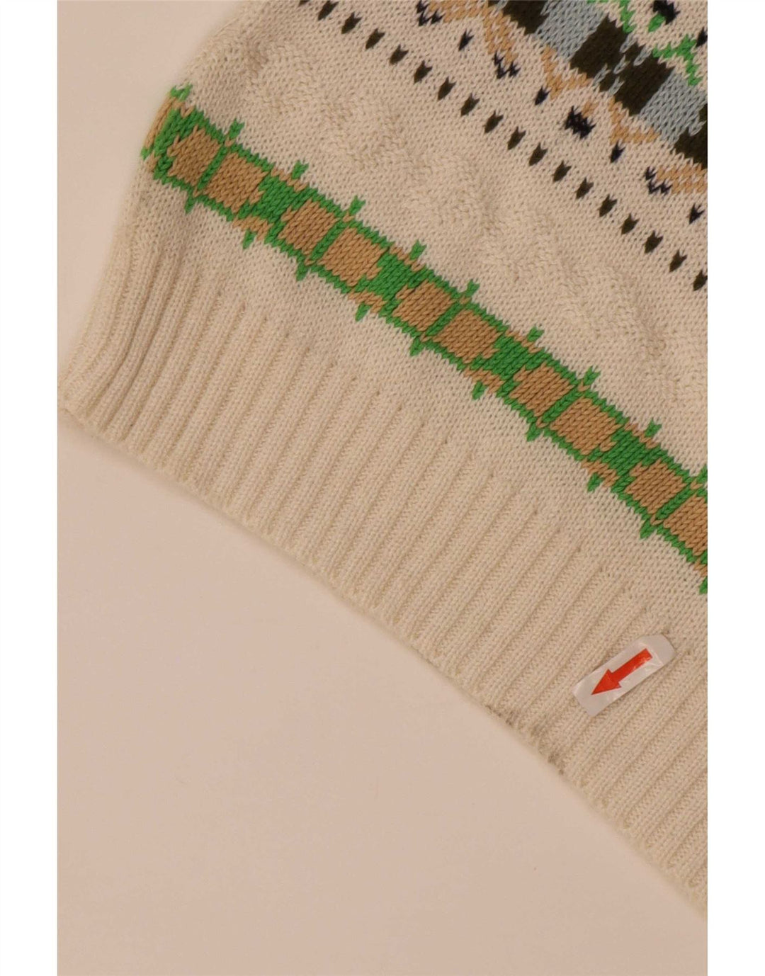 Suéter masculino vintage com decote em V, algodão geométrico branco médio