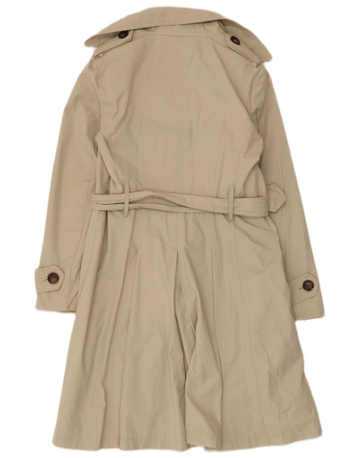 Zara Womens Double Breasted Trench Coat Reino Unido 14 Grande Poliéster Bege