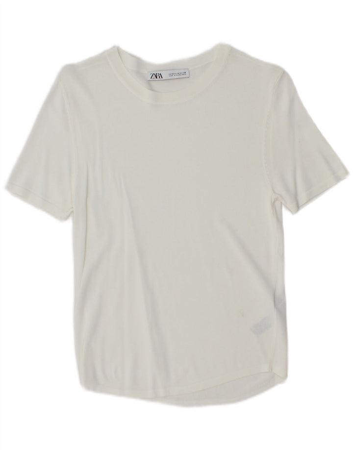 Camiseta feminina ZARA UK 12 viscose branca média