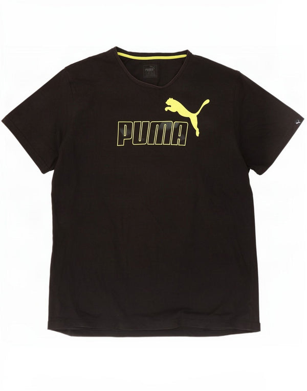 Puma Mens Graphic T-Shirt Top 2XL Algodão Preto