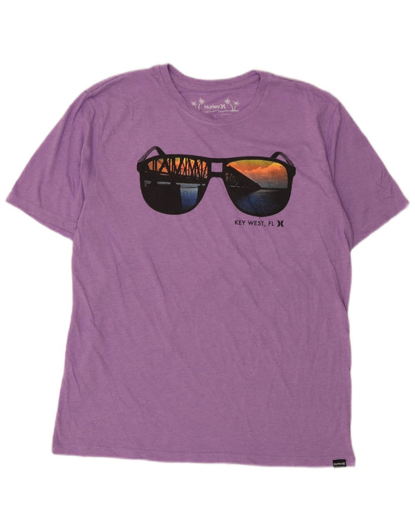 Camiseta gráfica masculina Hurley Top médio algodão roxo