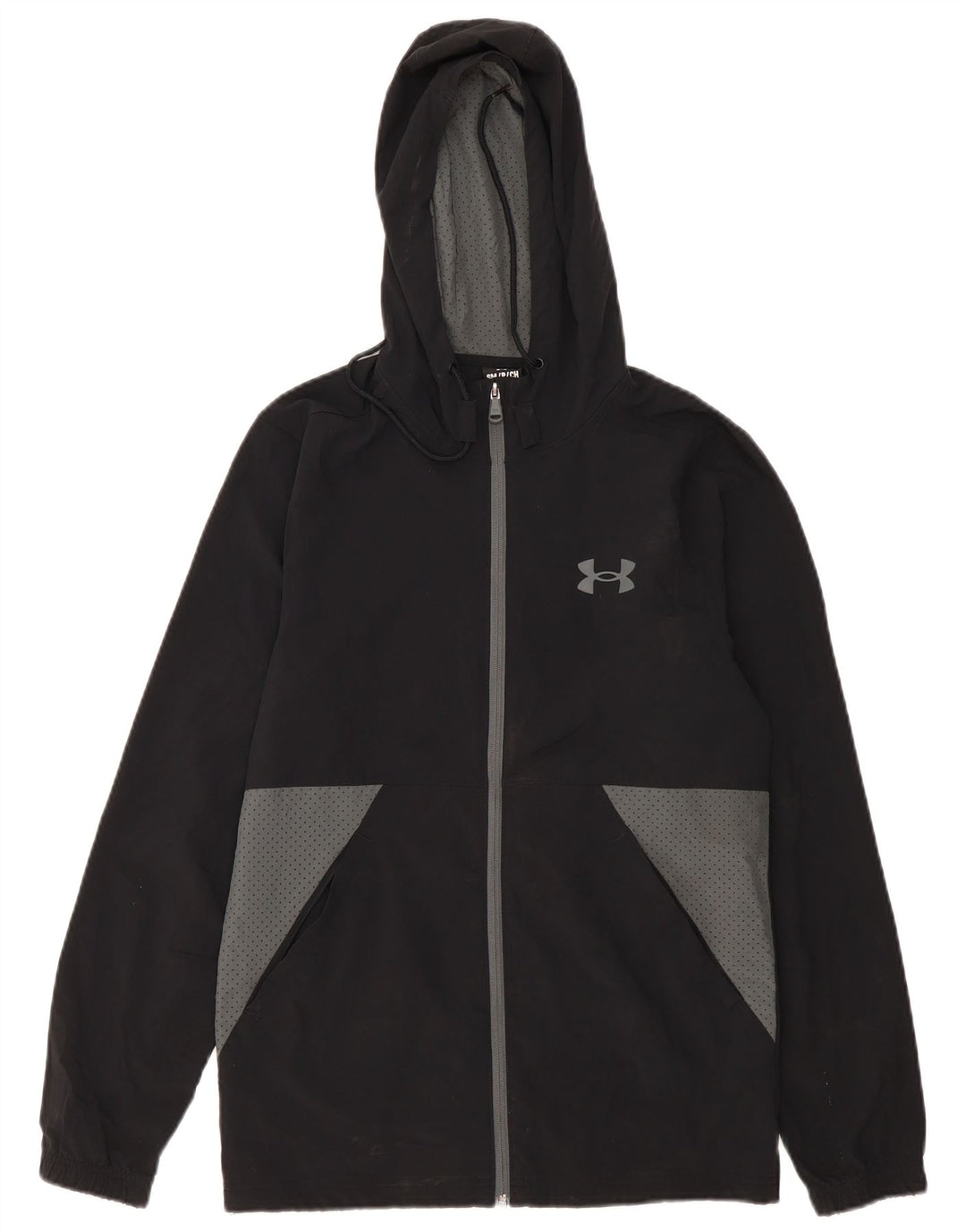 Jaqueta de chuva masculina Under Armour com capuz Reino Unido 36 pequeno bloco colorido preto