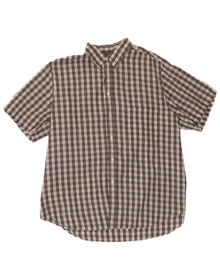 Camisa masculina de manga curta Mario Ferrari xadrez cinza médio